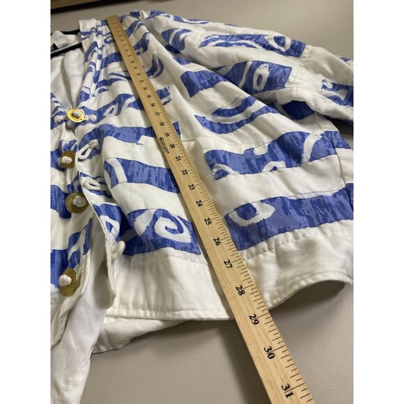 Nativewear Designs Blue White Kimono Cardigan Size Medium Artsy lagenlook Boho - Picture 8 of 13